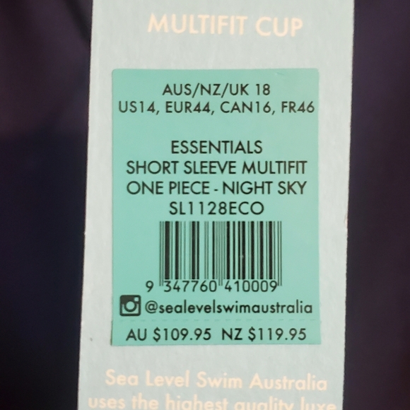 SEA LEVEL SWIM.AUSTRALIA.  ONEPIECE. NWT NIGHT SKY BLUE. SZ 14. - Picture 7 of 11